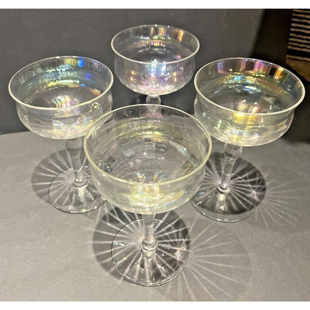 VTG 1930s Fostoria Mother of Pearl Iridescent Low 5 1/2" Champagne Coupe Sherbet